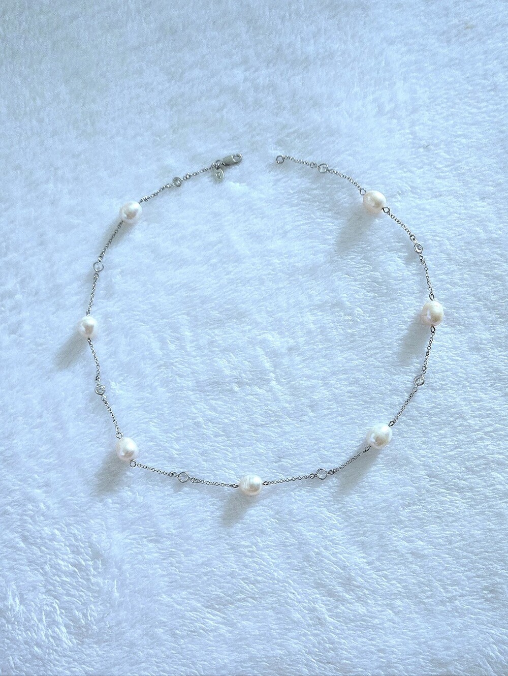 Charles Winston Stationary Freshwater Pearl and Swarovski Crystal💎 Necklace